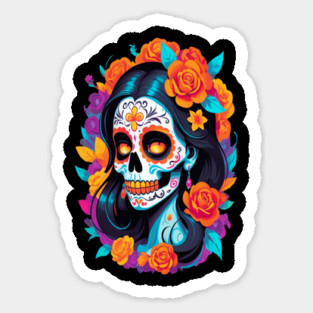 Day of the Dead Sugar Skull Halloween Sticker