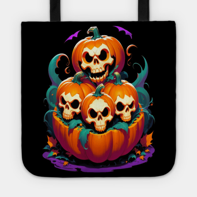 Halloween Scary Skeletons and Orange Pumpkins Tote by BirdsnStuff