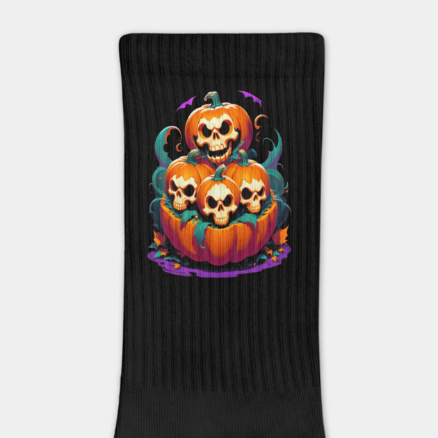 Halloween Scary Skeletons and Orange Pumpkins by BirdsnStuff