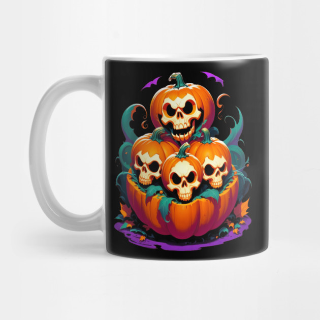 Halloween Scary Skeletons and Orange Pumpkins by BirdsnStuff