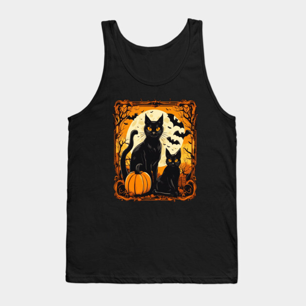 Halloween Black Cats with Bats Tank Top by BirdsnStuff