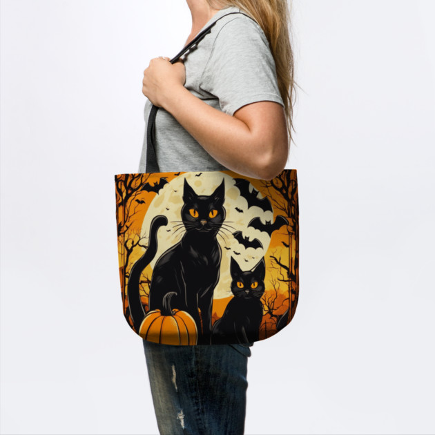 Halloween Black Cats with Bats by BirdsnStuff