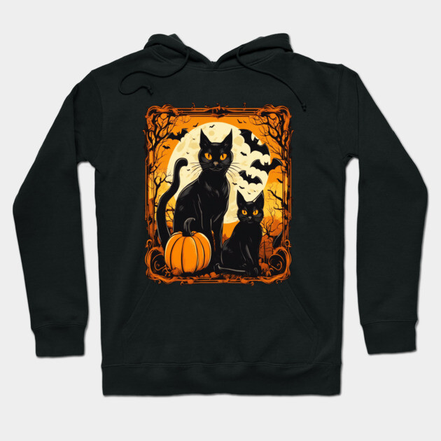 Halloween Black Cats with Bats Hoodie by BirdsnStuff