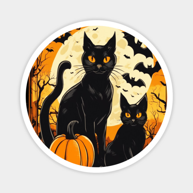 Halloween Black Cats with Bats Magnet by BirdsnStuff