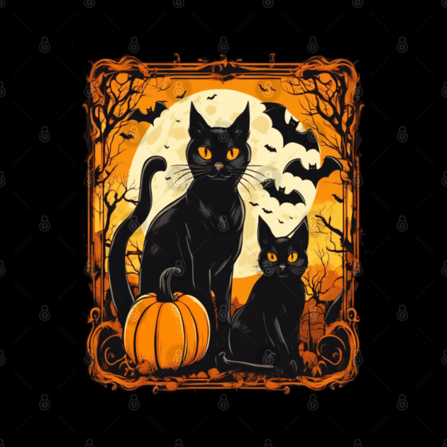 Halloween Black Cats with Bats by BirdsnStuff