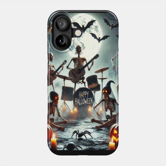 Happy Halloween Skeleton Band Phone Case by BirdsnStuff