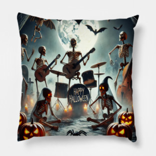Happy Halloween Skeleton Band Pillow