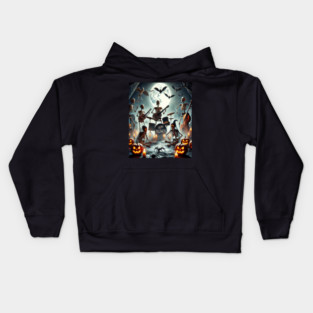 Happy Halloween Skeleton Band Kids Hoodie
