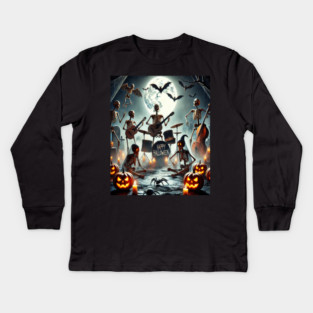 Happy Halloween Skeleton Band Kids Long Sleeve T-Shirt