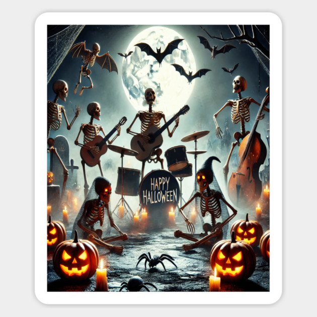 Happy Halloween Skeleton Band Magnet by BirdsnStuff