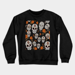 Halloween Sugar Skull and Festive Skull Pattern Crewneck Sweatshirt