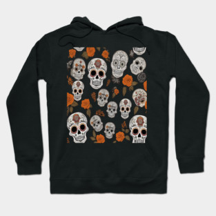 Halloween Sugar Skull and Festive Skull Pattern Hoodie
