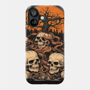 Halloween Graphic design and Artistic skull illustration Phone Case