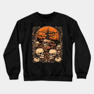 Halloween Graphic design and Artistic skull illustration Crewneck Sweatshirt