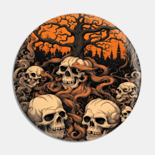 Halloween Graphic design and Artistic skull illustration Pin