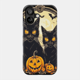 Halloween Black Cats and Spooky Pumpkins Phone Case