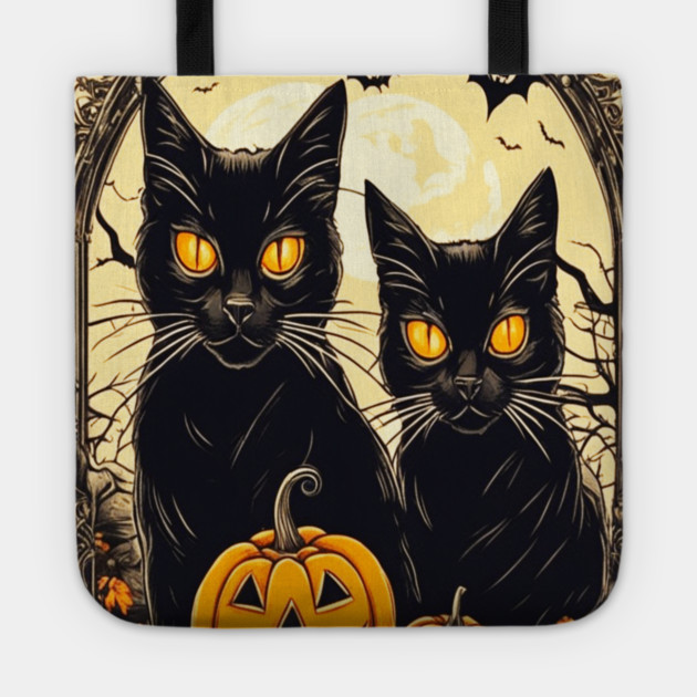 Halloween Black Cats and Spooky Pumpkins Tote by BirdsnStuff