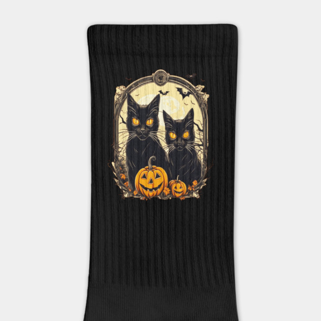 Halloween Black Cats and Spooky Pumpkins by BirdsnStuff