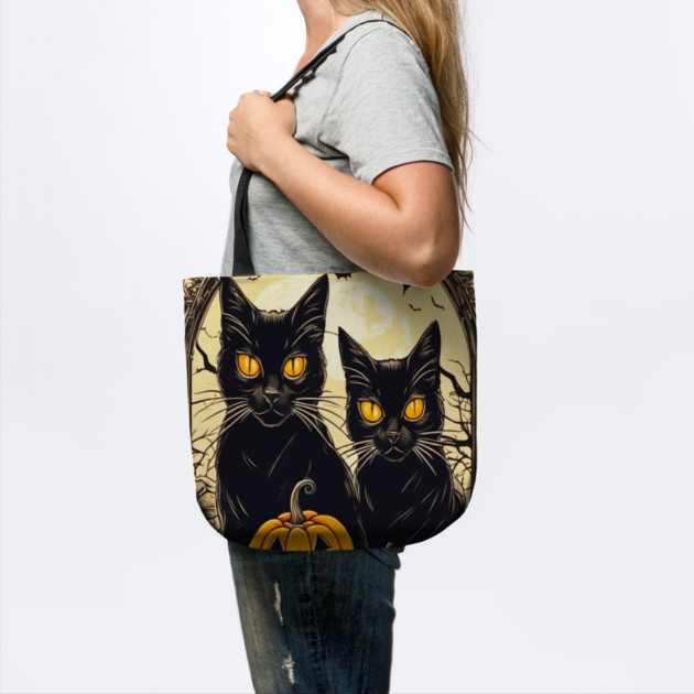 Halloween Black Cats and Spooky Pumpkins by BirdsnStuff