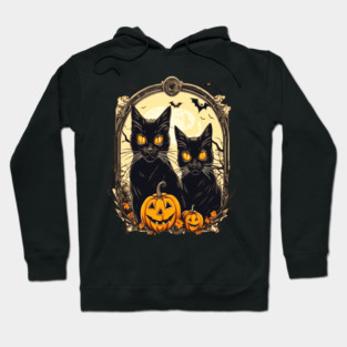 Halloween Black Cats and Spooky Pumpkins Hoodie