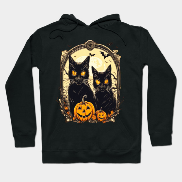 Halloween Black Cats and Spooky Pumpkins Hoodie by BirdsnStuff