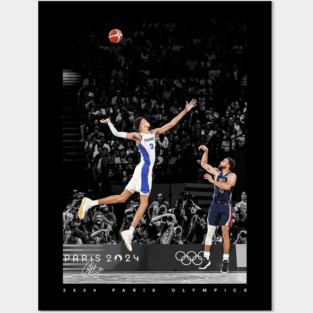 Steph Curry over Wemby Posters and Art