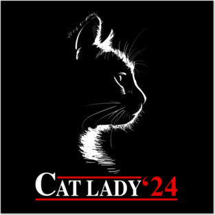 Cat Ladies for Kamala Funny Cat 2024 Election President Kamala Harris Posters and Art