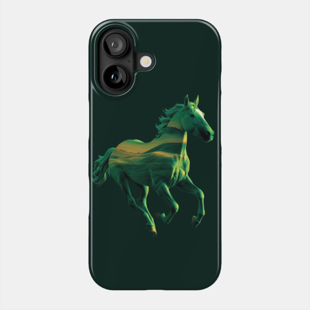 Green Horse in Mid-Gallop with Flowing Mane and Tail Artistic or Conceptual Rather than Natural Phone Case by animegirlnft