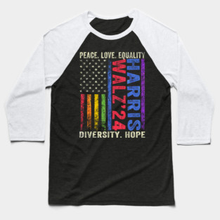 Kamala Harris Tim Walz 2024 Peace LGBT Baseball T-Shirt