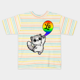 Comma-LA with cute cat Kamala Rainbow design Kids T-Shirt