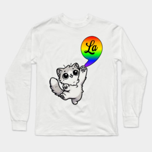 Comma-LA with cute cat Kamala Rainbow design Long Sleeve T-Shirt