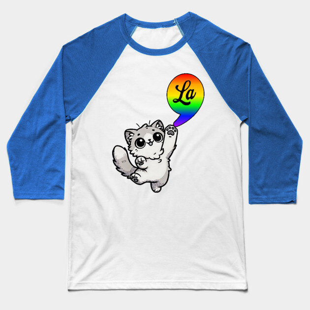 Comma-LA with cute cat Kamala Rainbow design Baseball T-Shirt by Luxinda