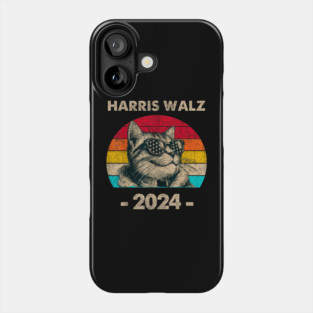 Harris Walz 2024 retro cat Phone Case
