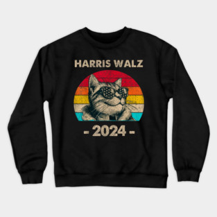 Harris Walz 2024 retro cat Crewneck Sweatshirt