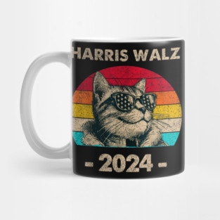 Harris Walz 2024 retro cat Mug