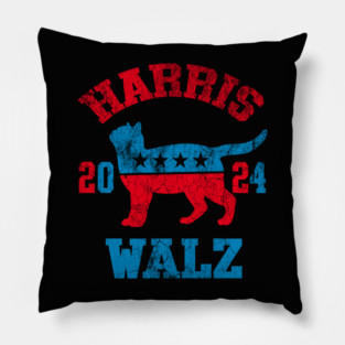 Vintage Harris Walz Cat 2024 Pillow