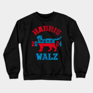 Vintage Harris Walz Cat 2024 Crewneck Sweatshirt