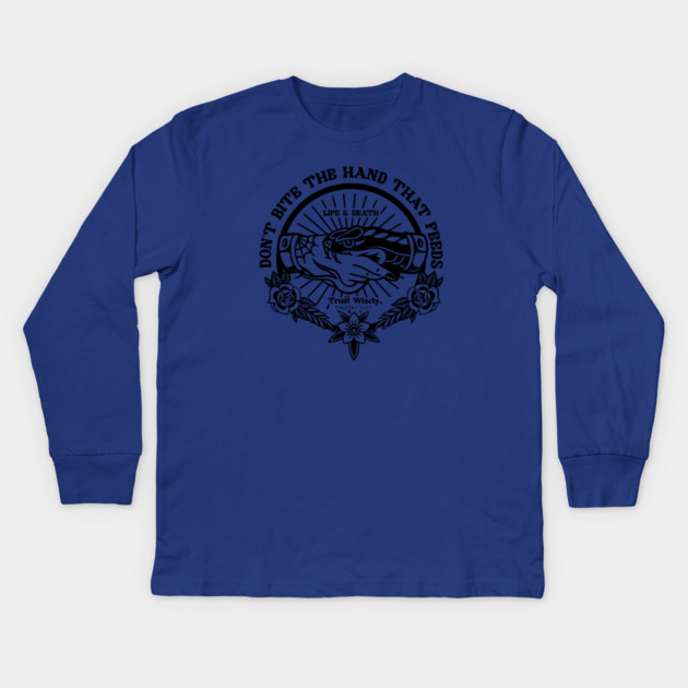 DON'T BITE THE HAND THAT FEEDS Kids Long Sleeve T-Shirt by artslaves