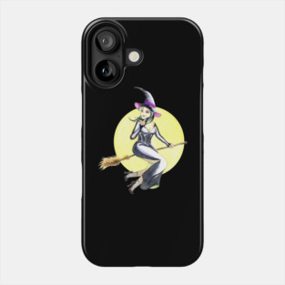 Penny Dreadful - Witch Horror Host on Broom - by Sarah Adam Phone Case