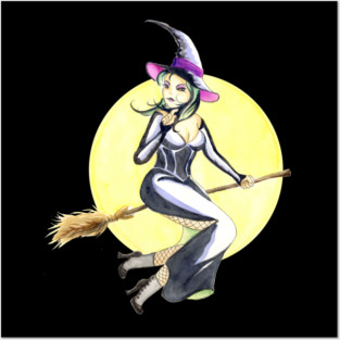 Penny Dreadful - Witch Horror Host on Broom - by Sarah Adam Posters and Art