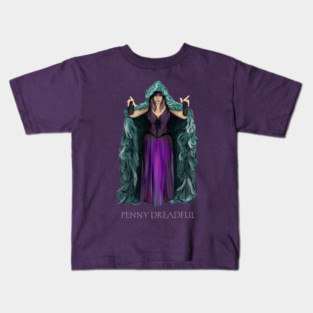Penny Dreadful - Witch Horror Hostess in Hooded Cloak WITH "Penny Dreadful" TEXT - by Liz LaFrance Kids T-Shirt