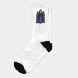 Penny Dreadful - Witch Horror Hostess in Hooded Cloak - NO TEXT, ART ONLY - by Liz LaFrance T-Shirt Socks