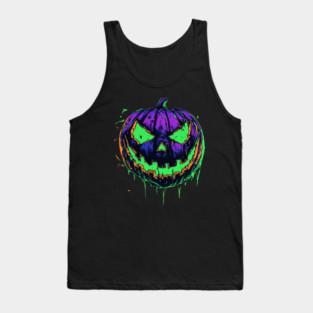 Scary Neon Jack O Lantern Tank Top