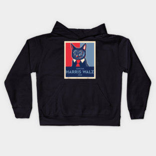 Politically Purrfect Cats For Harris Walz 2024 President Kids Hoodie