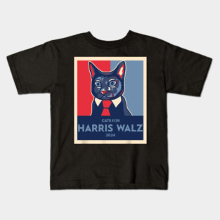 Politically Purrfect Cats For Harris Walz 2024 President Kids T-Shirt