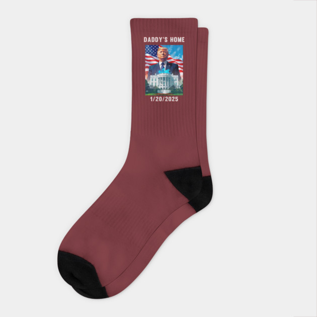 Donald Trump 2024 Daddy's Home Socks by QuirkyQuest Creations