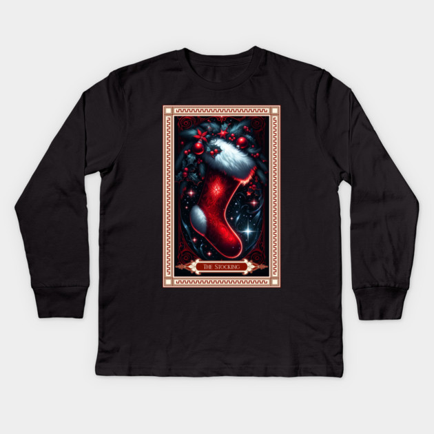 The Christmas Stocking Tarot Card Kids Long Sleeve T-Shirt by HolidayBug
