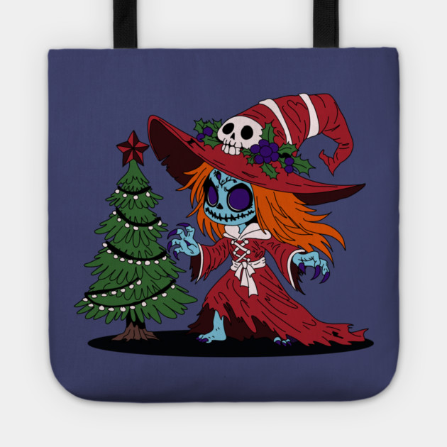 Cute Christmas Witch Tote by H. R. Sinclair
