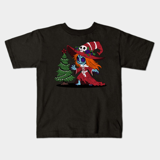 Cute Christmas Witch Kids T-Shirt by H. R. Sinclair