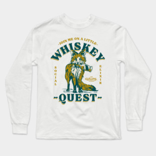 Join Me On A Whiskey Quest Fox Cool Bourbon Shirt Long Sleeve T-Shirt